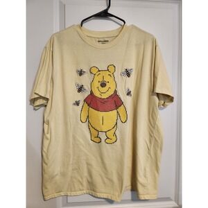 Disney Winnie the Pooh Bee Cross Stitch Graphic T-Shirt Yellow 2X Freeze RN71868